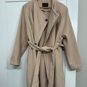 Eloquii Long Wrap Coat in Tan Size 18/20